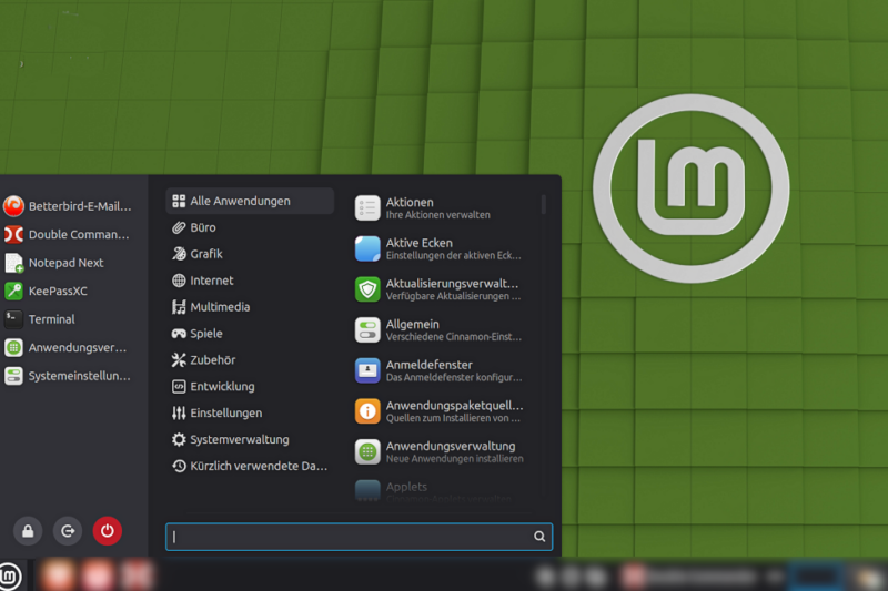 Das Startmenü einrichten