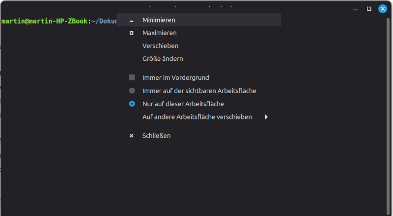 Konsole: Kontextmenü
